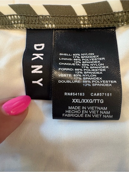 DKNY Bikini Bottom Women XXL Olive Green White Leaf Print Side Tie Swim Bottoms - Picture 7 of 7